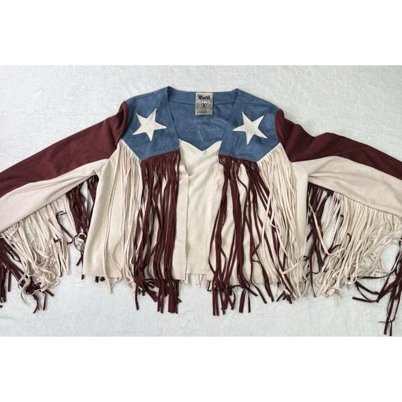 VOCAL JACKET Womens Medium Western RODEO COWGIRL USA Fringe CONCERT Festival - Picture 2 of 12